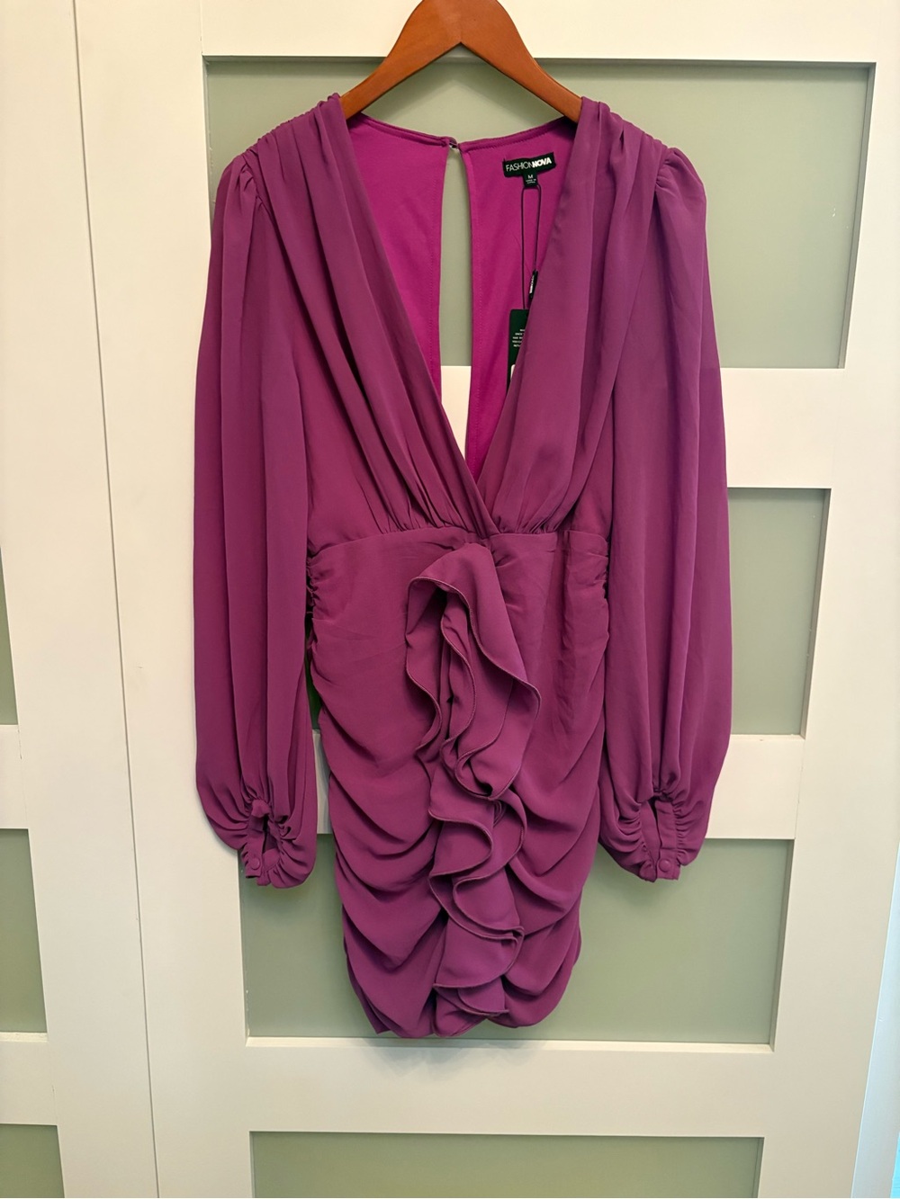 Fashion Nova About the Business Ruched Mini Dress in Purple